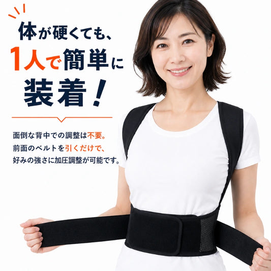 【医師監修 / 独自のダブルX構造】美姿勢サポーター 猫背矯正ベルト — 簡単前面調整・通気性メッシュ素材（男女兼用）